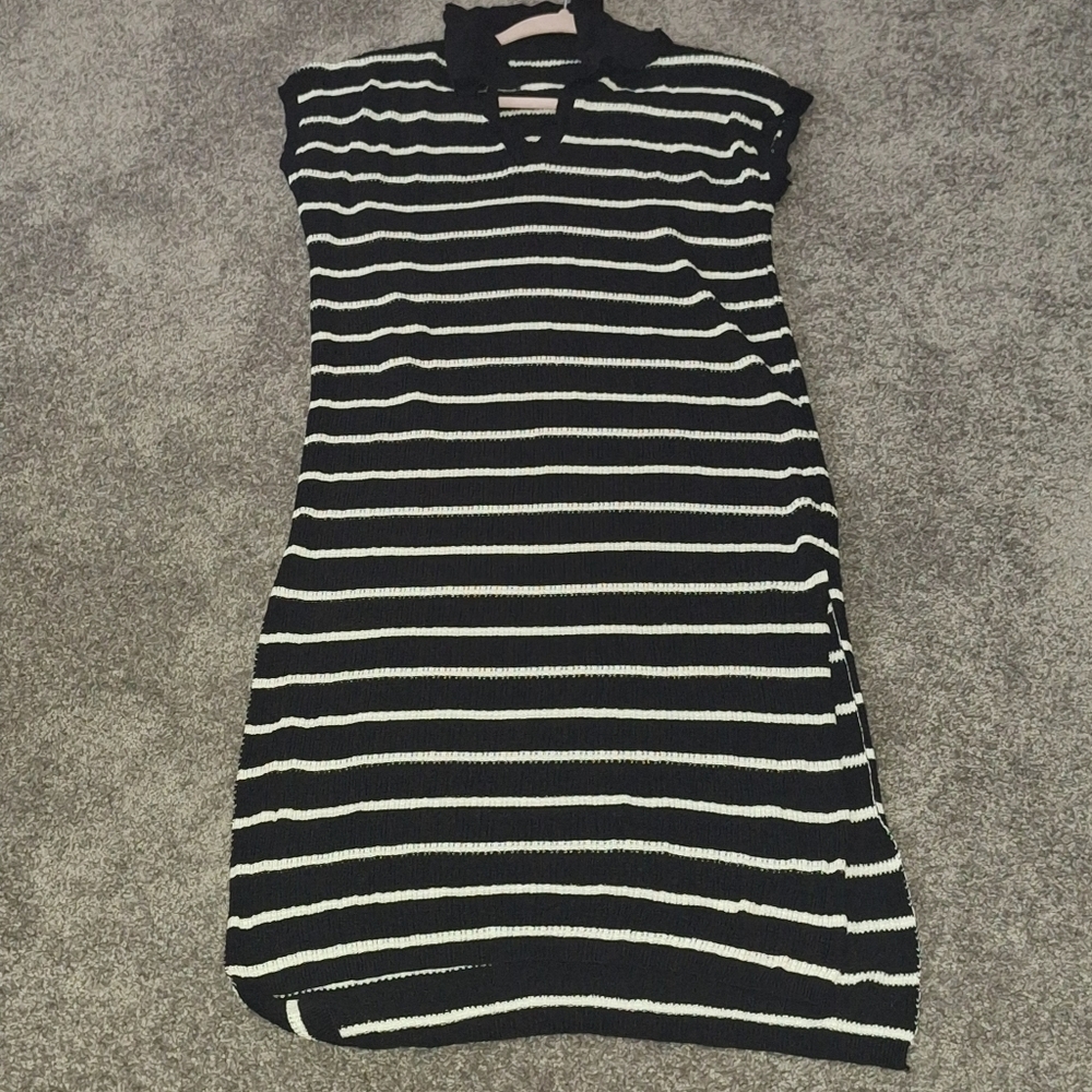 Source Unknown Black and White Striped Dress**